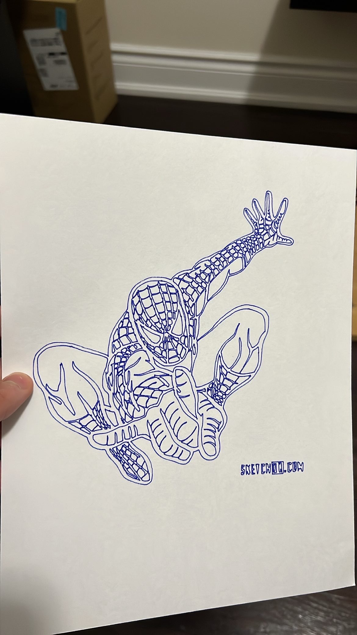Spider-Man line drawing produced by the GCode Plotter